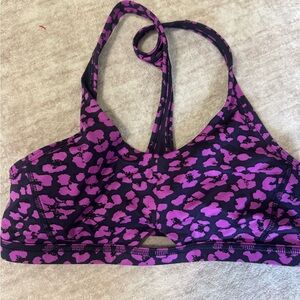 lululemon barre none bra purple cheetah size 8